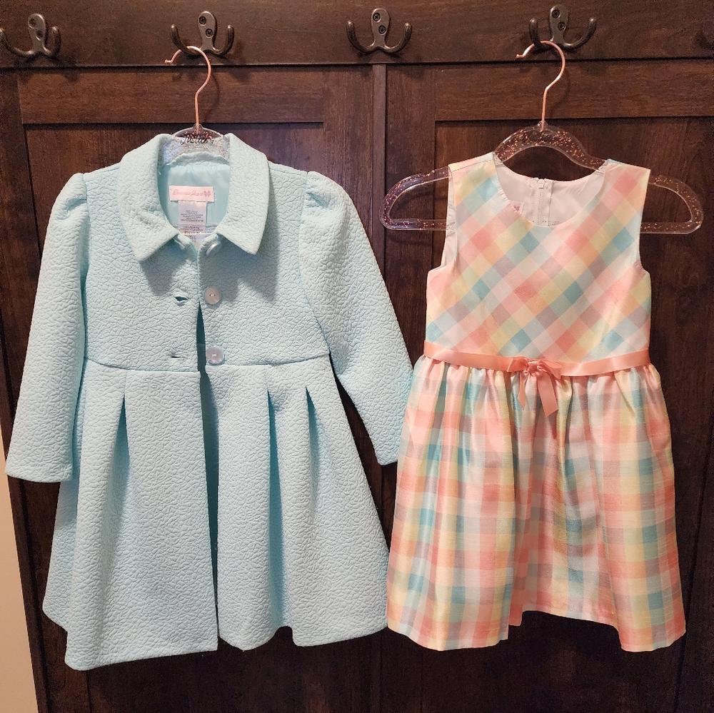 Girls Easter dress w/ coat, size 4, light teal
